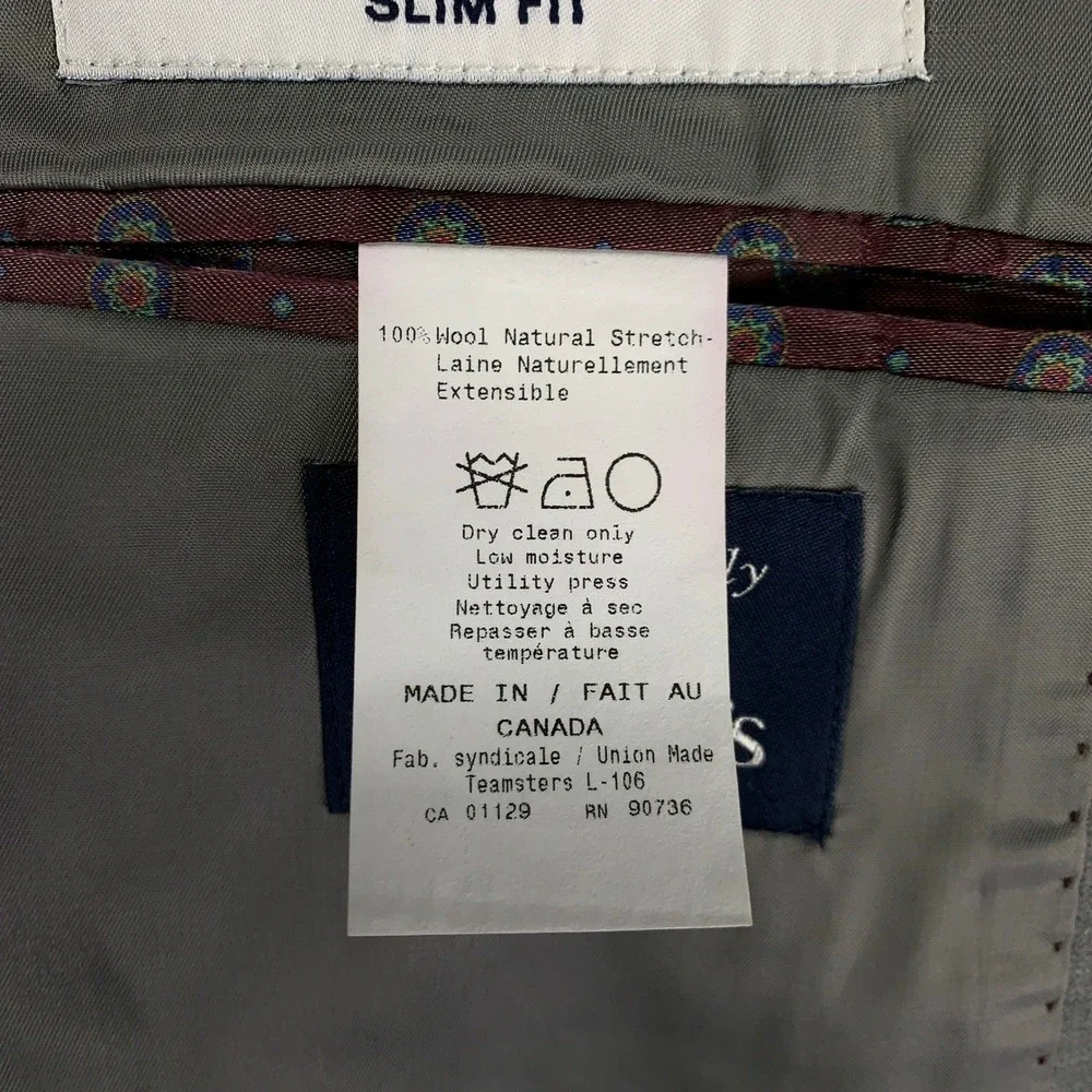Ralph Lauren Slim Fit 2 Piece Suit 46R Grey Wool 2 Button Blazer Pants 40x31